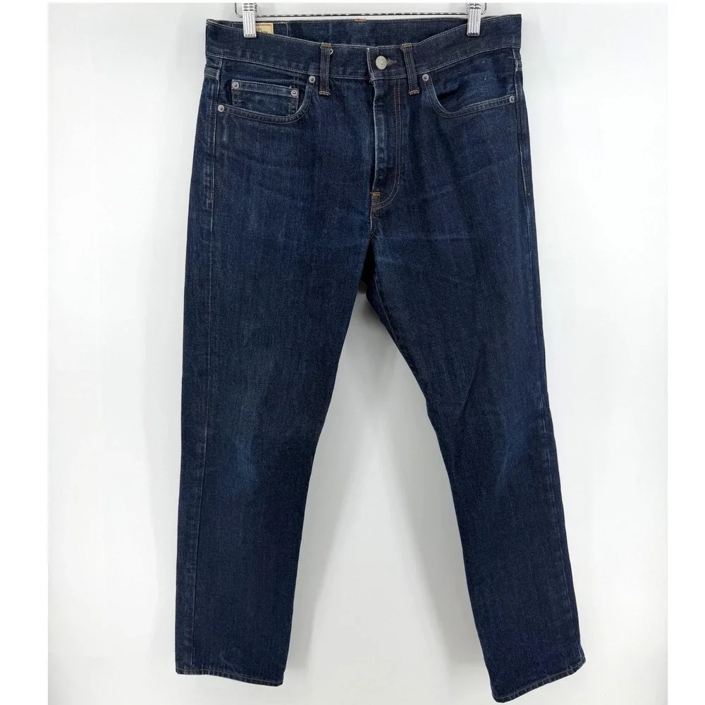 J.Crew 770 Straight Fit Jeans Japanese Kaihara Denim Dark Wash Mens 33x32